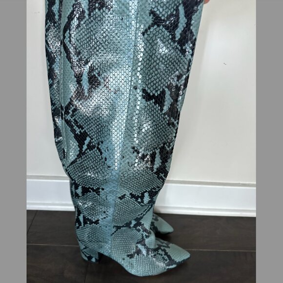 Paris Texas Blue Snakeskin Heeled Boots - Picture 12 of 16